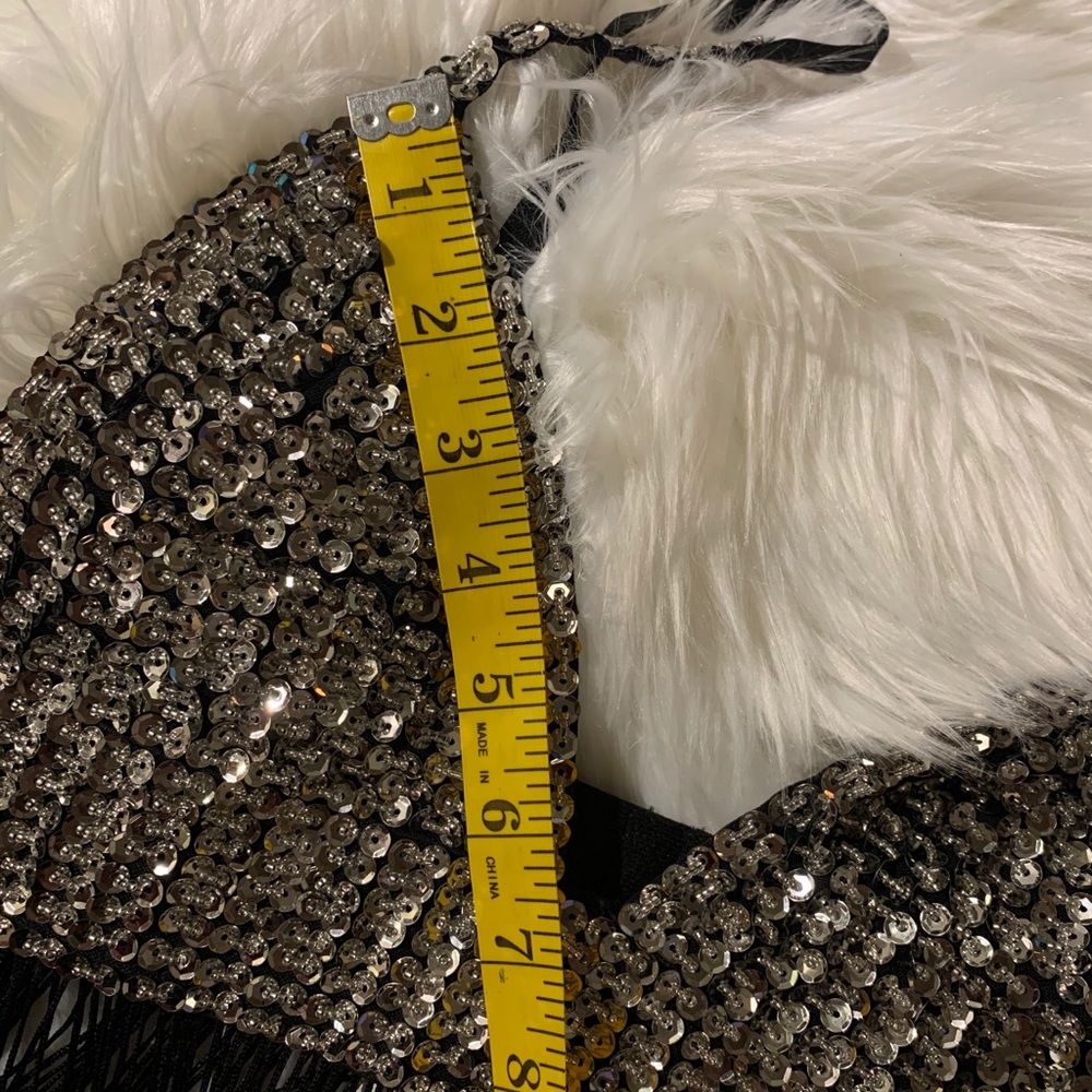 Fashion Nova Silver Sequin Fringe Swim Coverup - Picture 7 of 7
